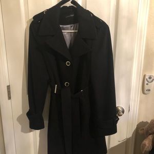 Calvin Klein Medium Length Black Wool Jacket Heavy